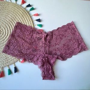 Victoria's Secret Love Cloud Lace Shortie Panty Lt Bordeaux XL NEW
